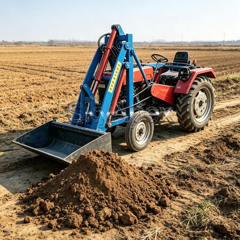 コンパクトな油圧式農用トラクター用フロントローダー。果樹園や - Farming Jobs のレビューと価格