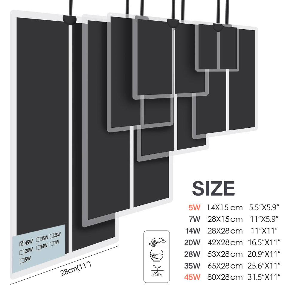 45W-5W 2/4/6H タイミングペット加熱パッド爬虫類 - Seedling Heat Mat のレビューと価格